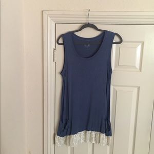 LOGO Knit Tank with Lace Trim
